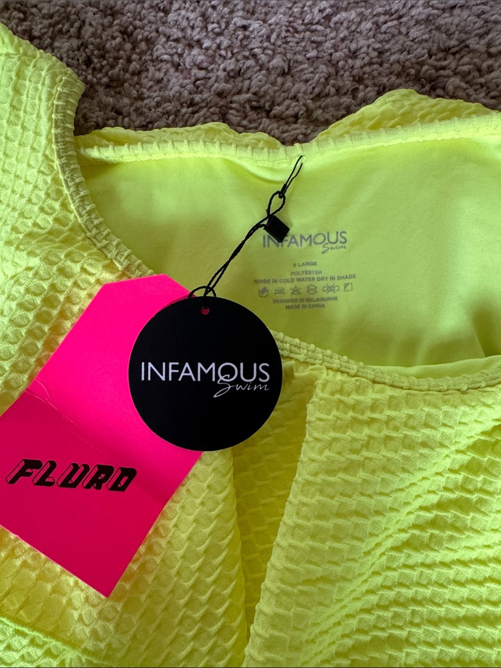 Infamous Neon Yellow Ruffled One-Piece Swimsuit - Picture 2 of 3